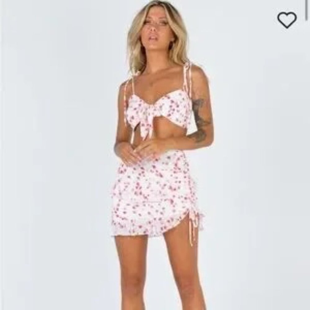 Princess Polly White and Pink Floral Set, Size US 4